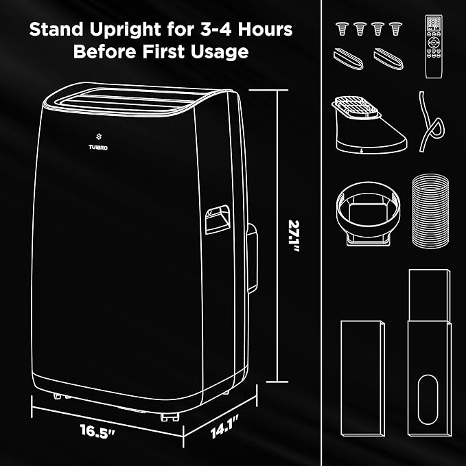 TURBRO 14,000 BTU Smart WiFi Portable Air Conditioner, Cooling up to 600 Sq Ft, 3 in 1 Functions, with Remote, Supports Alexa Control, Greenland - Image 7