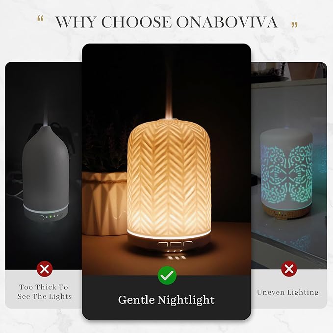 Essential Oil Diffuser – 2.4MHz Ultrasonic Aromatherapy Diffuser, Health Night Light, Timer & Auto Shut-Off, BPA-Free, 120ml Ceramic Oil Diffuser for Bedroom, Office, Spa, Yoga - Image 6