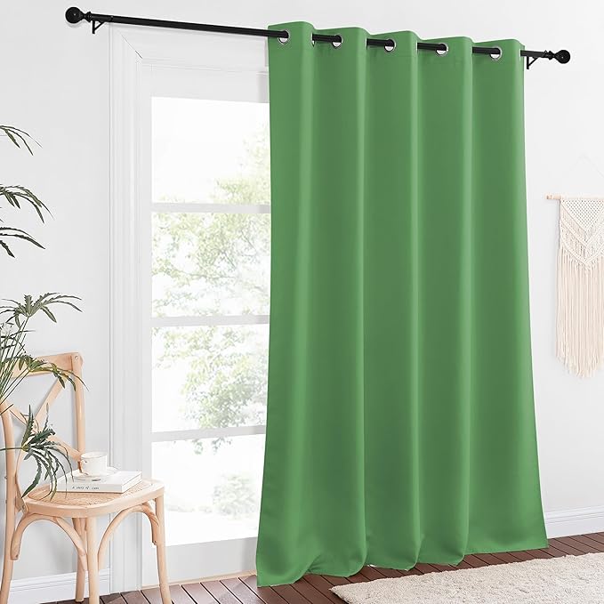 NICETOWN Patio Blackout Curtain Panels - Extra Wide Sliding Door Thermal Insulated Drape, Privacy Room Divider Curtain for Bedroom Office (Froest Green, 66 x 118 Inch Long) - Image 2