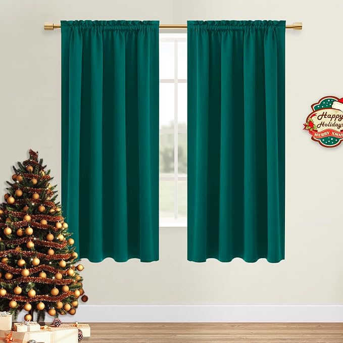 DWCN Blackout Curtains Thermal Insulated, Energy Saving & Noise Reducing Bedroom and Living Room Curtains, Hunter Green, W 42x L 63 Inch, Set of 2 Rod Pocket Curtain Panels - Image 9