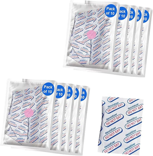 100cc (10 Pack of 10 Packets, Total 100 Packets) Oxygen Absorbers for Food Storage, Food Grade Oxygen Absorbers Packets with Oxygen Indicator for Long Term Storage and Preservation (100CC(100-Pack)) by BRENSTEN