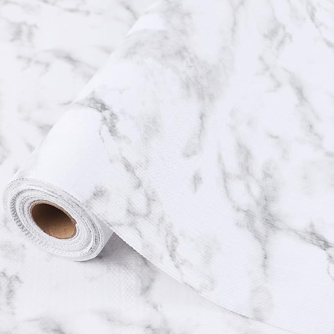 Shelf Liners for Cabinets 15 Inch Wide X 20 Ft Non Slip Waterproof Drawer Cupboard Liner Strong Grip Non Adhesivepantry Shelf Closet Liner for Kitchen Bathroom Refrigerator Dresser Drawer Mat Marble by GMEPOCH