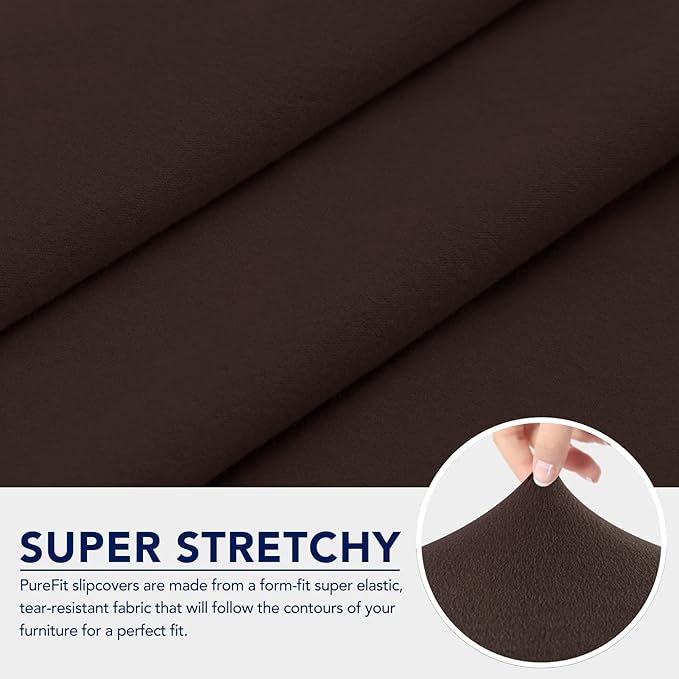 PureFit 100% Dual Waterproof Couch Cover Slipcovers for Couches and Sofas - Stretch Non Slip Fleece Sofa Covers Washable, Leakproof Furniture Protector for Kids, Pets, Dog (Loveseat, Chocolate) - Image 5