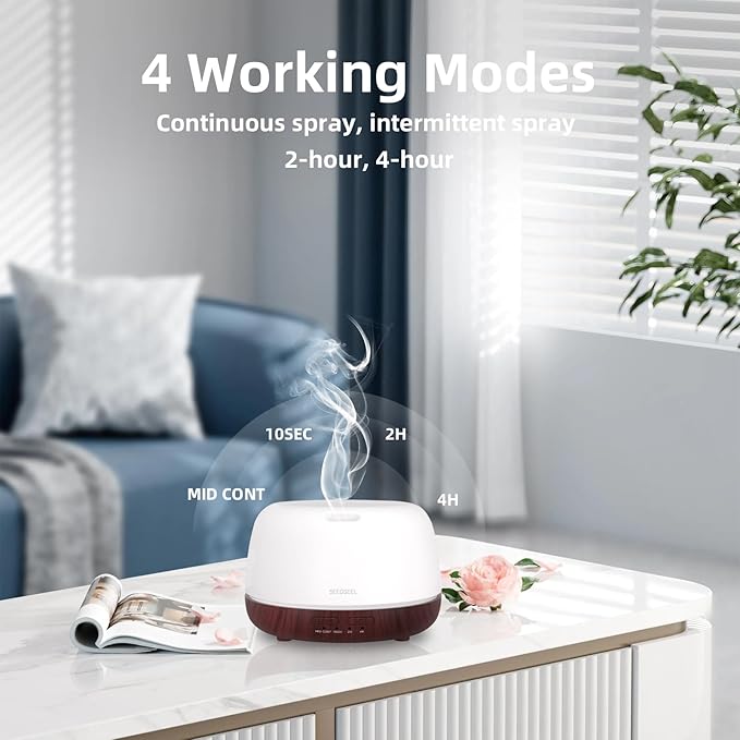 300ML Essential Oil Diffuser,Aromatherapy Diffuser with Remote Control, 7-Color LED Light and 4 Timers,Quiet Auto-Off for Bedroom, Home,Office - Image 6