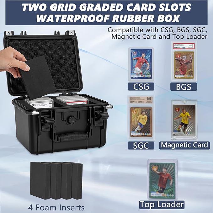 Graded Card Case - IP67 Waterproof Storage Box for 40+ CSG, BGS, SGC, Top Loaders Graded Sports Trading Cards - Image 3
