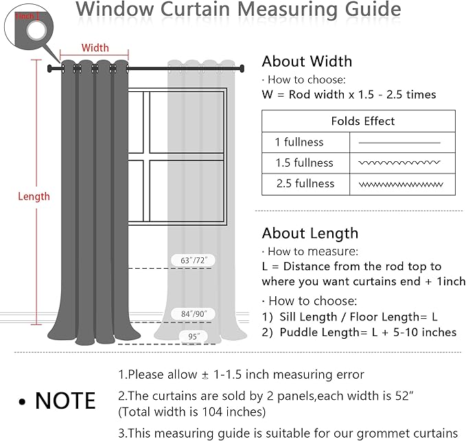 MYSKY HOME Brick Red Curtains for Bedroom Blackout Curtains for Living Room Sliding Door Curtain 95 Inch Long Thermal Insulated Grommet Room Darkening Window Drapes 1 Curtain Panel, 52 x 95 Inch - Image 4