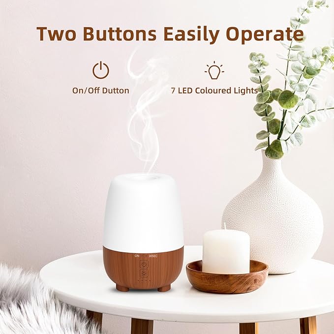 150ML Rechargeable Battery Operated Essential Oil Diffuser, Portable Cordless Aromatherapy Diffuser,7-Hour Runtime with 7 LED Color Changing Lightsfor Home,Office,Outdoor - Image 5