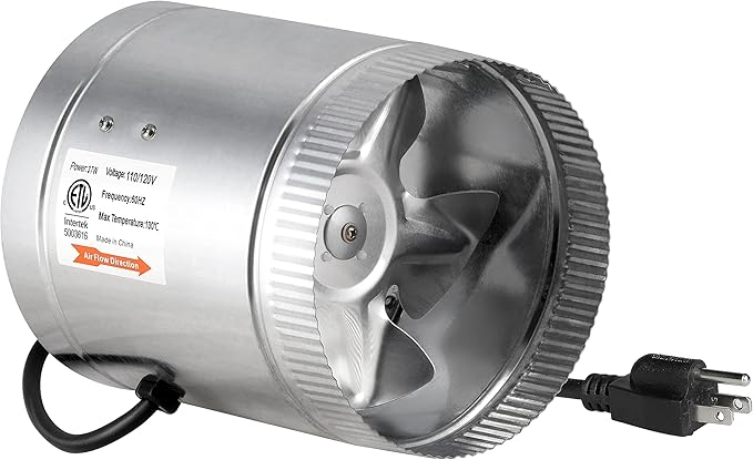 iPower 6 Inch 240 CFM Low Noise Inline Ducting Booster Fan for HVAC Exhaust with 5.5' Grounded Power Cord, 6" by iPower