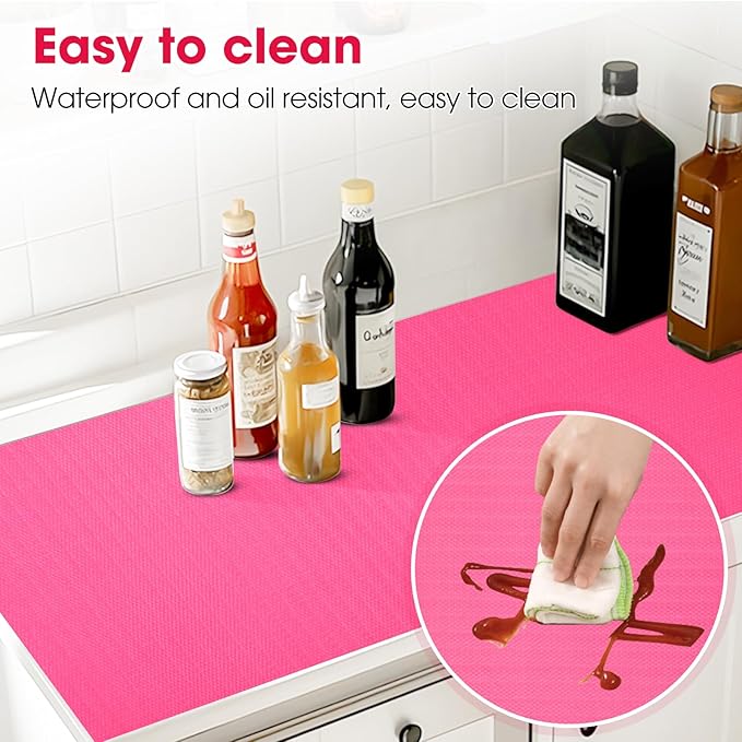 Drawer and Shelf Liner, Non-Slip Kitchen Cabinet Liners Non-Adhesive Thick Strong Grip Waterproof Washable Mats Protect Dresser Shelves Cupboard Bathroom Cabinets, Fuchsia, 12 in X 10 FT - Image 3