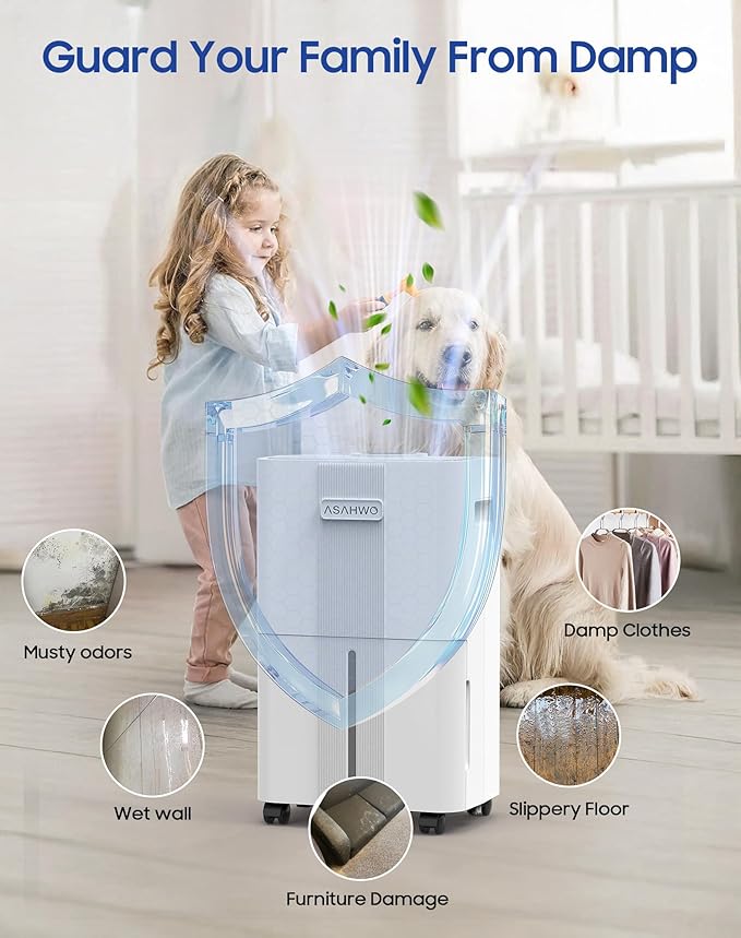 1600 Sq.ft Dehumidifier for Home, 21 Pints Dehumidifier for Basement with Drain Hose, Quiet Dehumidifiers Smart Humidity Control, 24H Timer, 3 Modes, Portable for Bedroom,Bathroom - Image 4
