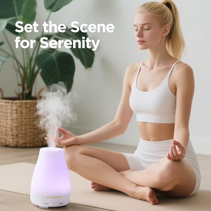 InnoGear Essential Oil Diffuser, Ultrasonic Diffusers for Home Aromatherapy Humidifier for Bedroom Room 7 Colors LED 2 Mist Mode Auto Off, Basic White - Image 7