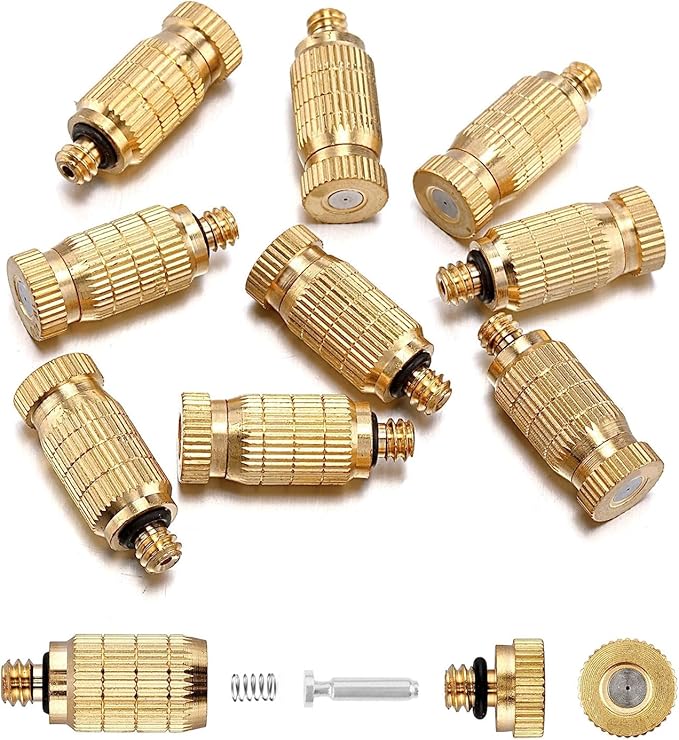 20pcs High Pressure Atomizer Nozzle Brass Misting Nozzles for Outdoor Cooling System, Landscaping, Greenhouse Irrigation, Air Humidification, Anti-Drip Fogging Spray Head(0.008"/0.2mm) - Image 3