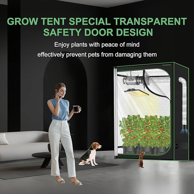 MELONFARM 4x2 Grow Tent, 48"x24"x60" Double Transparent Viewing Door Indoor Grow Tent, Growing Tent with High Reflective Mylar & Floor Tray, Plant Tent for Indoor Hydroponics Growing - Image 3