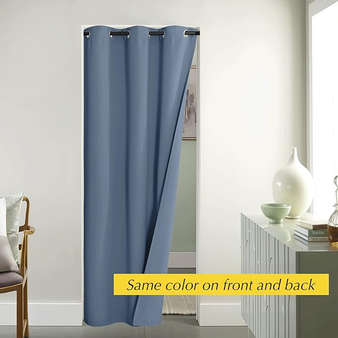 NICETOWN Doorway Curtain for Living Room Thermal Insulated Door Blinds for Door Screen, Accordion Insulated Privacy Door Window Curtain for Bedroom, 42" Wide x 95" Length, 1 Panel, Stone Blue - Image 5