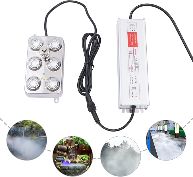 YIYIBYUS Ultrasonic Mist Maker 6 Head Mister Foggers Rockery Pool Water Landscape Atomizing Board Fog Machine Water Fountain Pond Aquarium Square Atomizer Air Humidifier by YIYIBYUS
