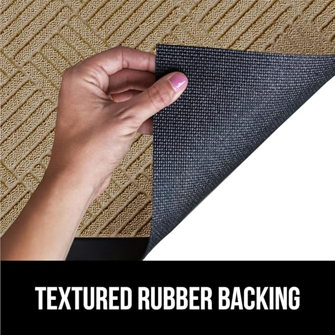 GORILLA GRIP 100% Waterproof All-Season WeatherMax Doormat US Designed Natural Rubber, Stain and Fade Resistant, Low Profile Indoor Outdoor Door Mats, Easy Clean Patio Mat, 17x29, Beige Diamond - Image 5