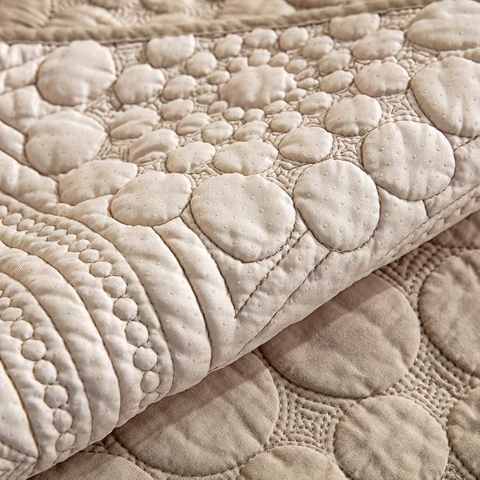 vctops Boho Circle Embroidery Couch Sofa Cover Solid Color Cotton Quilted Non-Slip Sectional Couch Covers Sofa Slipcover for Dogs, Children, Pets Furniture Protector (Khaki,28"x59") - Image 5