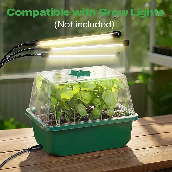 YAUNGEL 4 Pack Seed Starter Tray with Self-Heating, Seed Starter Kit with High Humidity Control Domes, Seedling Starter Trays for Indoor Gardening Plant, Green - Image 8