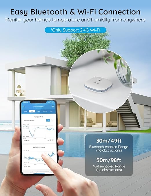 Govee Smart Thermometer Hygrometer, WiFi Humidity Temperature Sensor with App Notification Alert, 2 Years Free Data Storage Export, Wireless Remote Monitor for Room Greenhouse Incubator Wine Cellar - Image 2