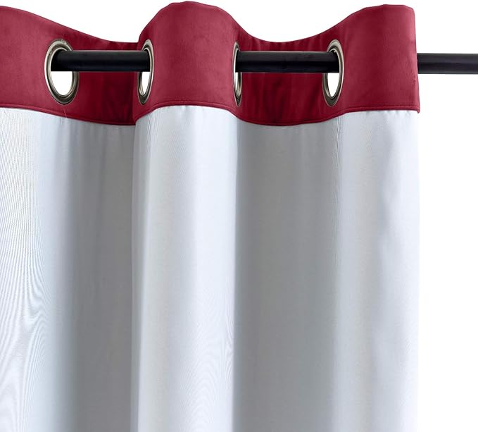 ChadMade Blackout Lined Premium Velvet Curtain Burgundy Red 84Wx96L Inch (1 Panel), Eyelet Grommet for Livingroom Bedroom Theater Studio, Leon Collection - Image 3