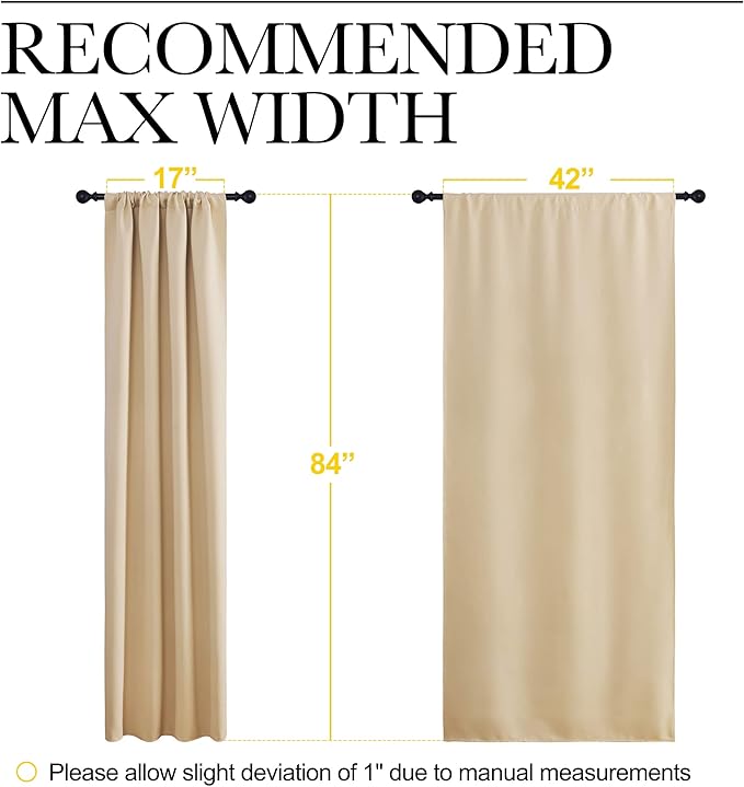 NICETOWN Kitchen Room Darkening Curtains - Panel Home Fashion Thermal Insulated Solid Rod Pocket Curtains for Window(Biscotti Beige, 1 Pair, 42 inches Wide by 84 inches Long) - Image 6