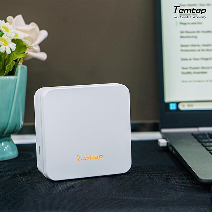 Temtop P1 Air Quality Monitor, PM2.5/PM10/Temperature/Humidity Sensor with Bluetooth App, AQI Tracking & Portable Design for Home, Office, Car, and Travel Use - Image 8