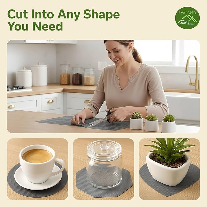EVALAND Shelf Liners for Kitchen Cabinets Non-Adhesive 12" x 33 FT Gray Drawer Liner Non Slip, Washable Cabinet Liner, Waterproof Shelf Liners for Cabinets, Refrigerator Bathroom Pantry Cabinet Mat - Image 9