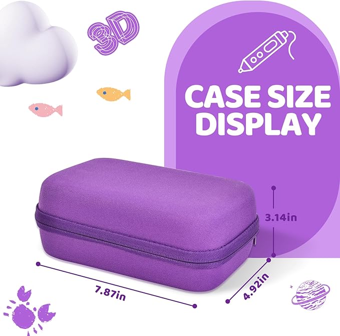 Case Compatible with 3Doodler Start+ Essentials for 3D Pen Set for Kids, Carrying Holder Fit for Printing Pens, Storage Organizer for Printing Filament Refill, Micro-USB Charger (3D-04A-Purple) - Image 2