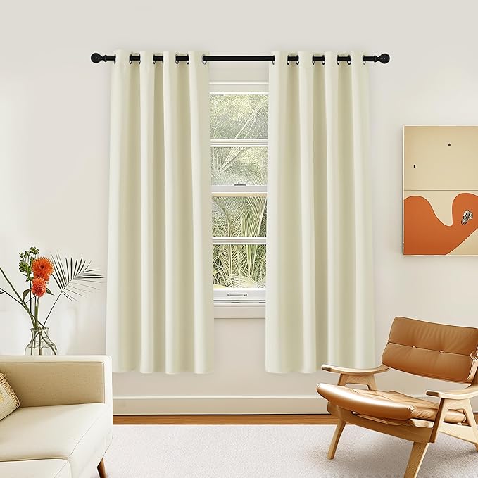 NICETOWN Room Darkening Curtain for Living Room - Energy Saving Thermal Insulated Grommet Room Darkening Curtain/Drape for Bedroom (1 Panel, 46 by 72, Beige) by NICETOWN