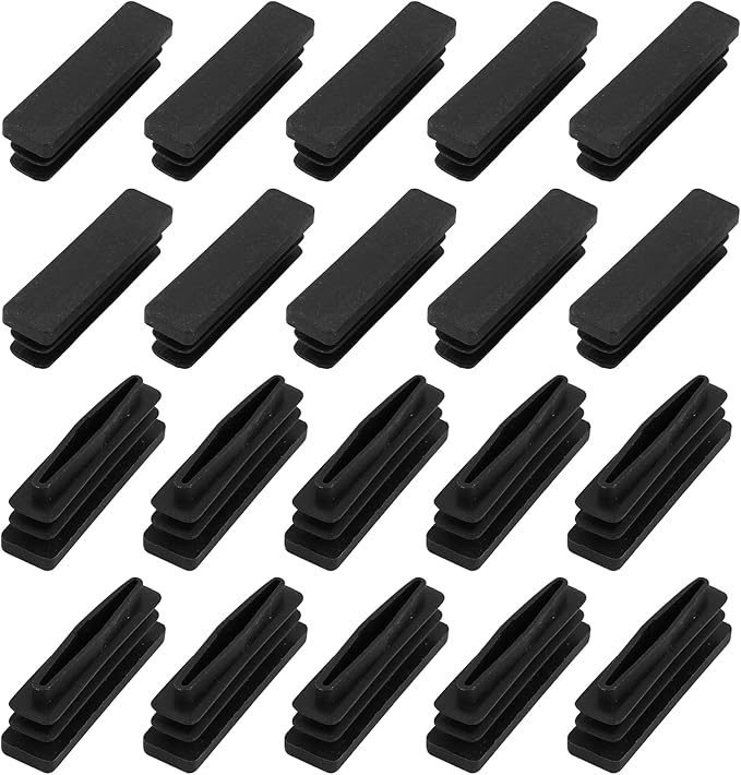 METALLIXITY Rectangle End Caps (40 x 10mm) 24Pcs, Plastic Rectangle Tube Inserts Threaded End Blanking Caps Protector - for Furniture Table Chair Legs, Black by METALLIXITY