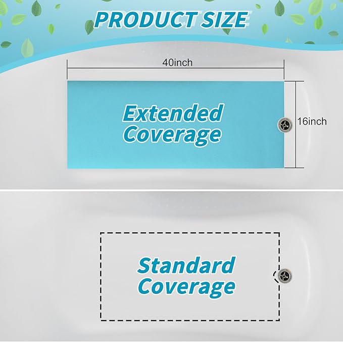 16" x 40" Non Slip Bathtub Mat with Drain Cut Out Anti Slipping Non Skid Safe Tub Mat Adhesive Peel and Stick Bath Tub Mat PEVA Tub Sticker for Shower Floor Boat Wet Areas(Light Blue) - Image 3