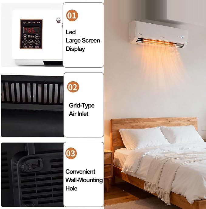 Mini Wall Mounted Air Conditioner, 2 in 1 Heater and Fan Combo Ductless Ac Conditioners with Remote Control, Portable Evaporative Air Cooler for Bedroom Room Office - Image 5