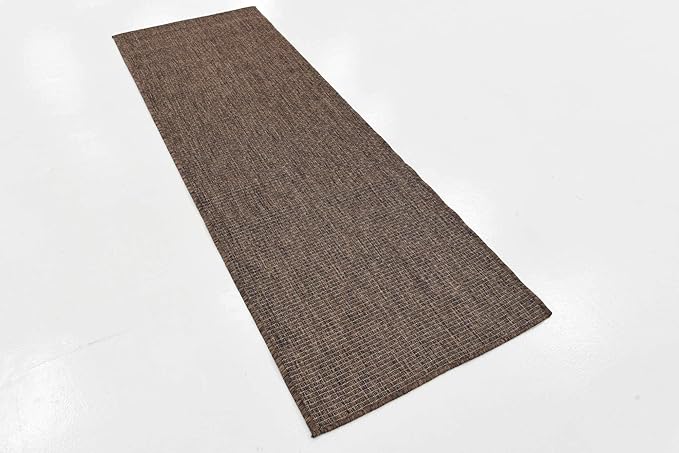 Unique Loom Collection Casual Transitional Solid Heathered Indoor/Outdoor Flatweave Area Rug (2' x 6' 1" Runner, Light Brown/Ivory) - Image 4