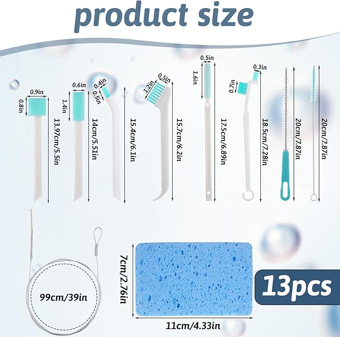 13 Pcs Ice Machine Cleaner Brush Kits, Ice Maker Machine Cleaning Tools Extra Long Crevice Cleaning Brush for Gaps Corner Small Tight Spaces - Image 3