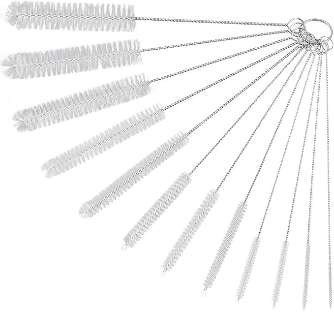 Straw Cleaner Brushes Sets, 12 Pieces 8.2 Inch Botthle Cleaning Brush and Nylon Tube Brush Brush Kit for Sippy Cup, Tumbler, Water Bottle, Drinking Straw (White) by Ixiaoyoo