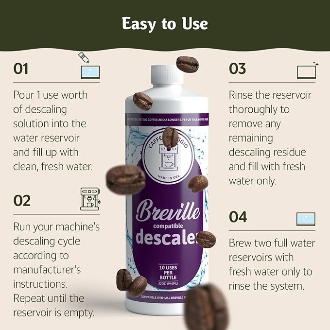 Breville Descaler (10 Uses) Specially Formulated to Descale and Clean Your Breville Espresso Machine Carbon Friendly Descaling Kit 2.5 Year Supply - Image 5