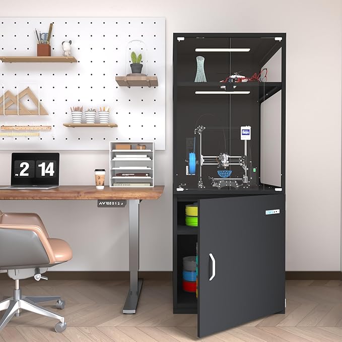 400L 3D Printer Cabinet with Filament Storage, Built-in Dehumidifier & Ventilation System – Humidity Control for Filaments，Odor-Free Workspace, and LED Showcase(400LBlack) - Image 2