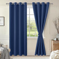 Hiasan Blackout Curtains for Bedroom, 52 x 84 Inches Long - Thermal Insulated & Energy Saving Window Curtains for Living Room, 2 Drape Panels Sewn with Tiebacks, Navy by Hiasan