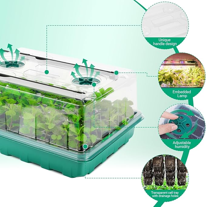 96 Cells Seed Starter Tray with Grow Light, Seed Starter Kit with Adjustable Humidity Dome, Seed Starting Trays Plant Starter Kit for Seeds Growing Starting, Indoor Gardening, Greenhouse - Image 5