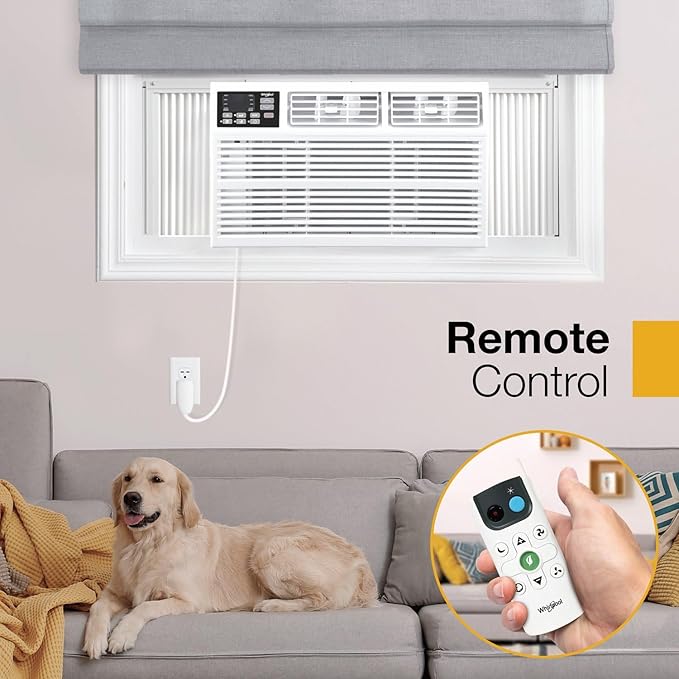 Whirlpool 18,000 BTU Window Air Conditioner with Dehumidifier, 230V, Window AC for Large Rooms up to 1000 Sq. Ft., Bedroom, Living Room, Apartment, with Remote, 3 Speeds, and 24H Timer, White - Image 9