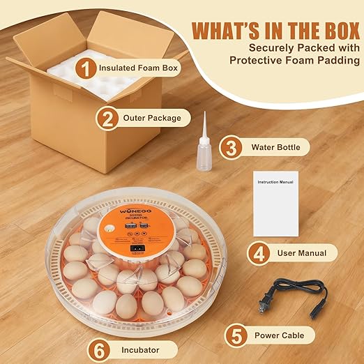 2nd Gen 30 Egg Incubator, Wide-Range Humidity with Manual Water Fill, Stable Temp Control, Dual-Size Egg Slots, Auto Egg Turning, Candler, Real-Time Display for Hatching Poultry Eggs - Image 8