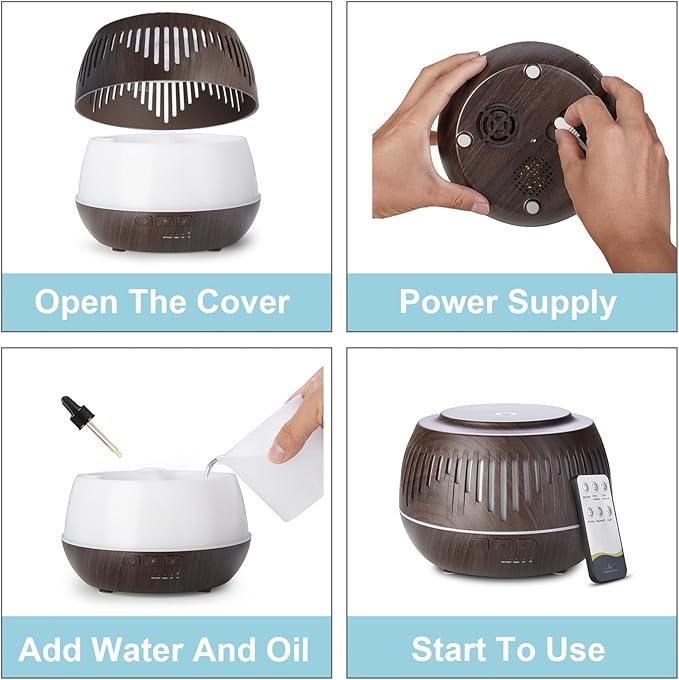 Humidifiers for Bedroom Large Room Home Whole House Baby Kids Plants,Cute Aromatherapy Diffuser 500ml Ultrasonic Cool Mist Humidifier Quiet,Essential Oil Diffusers with LED Night Light Remote - Image 8