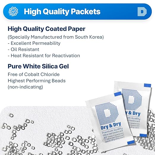 Dry & Dry 2 Gram [7000 Packets] Silica Gel Packets Desiccants, Silica Packets - Rechargeable Silica Gel Packs, Silica Gel Packets, Desiccants Packets, Silica Gel - Image 2