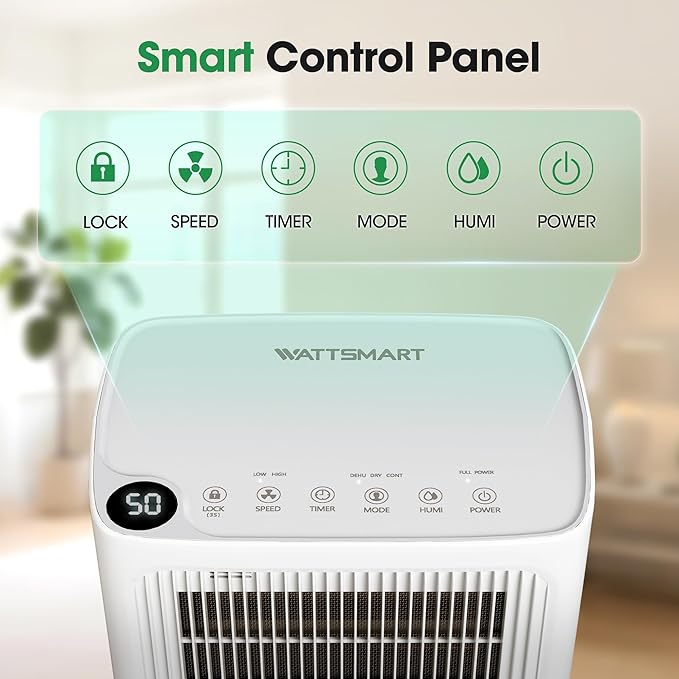 Dehumidifiers for Home with Drain Hose,55 OZ Water Tank, 2500 Sq.Ft 35 Pints Dehumidifiers for Basement, Bathroom, Bedroom, Three Modes, Smart Humidity Control, Dry Clothes, 24H Timer, White - Image 7