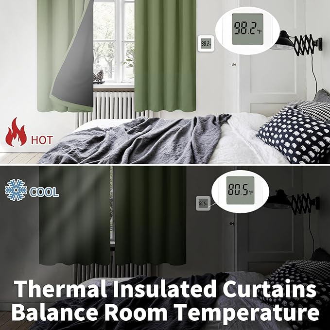 BGment Blackout Curtains for Living Room 84 Inch Length 2 Panels Set, Full Room Darkening Thermal Insulated Noise Cancelling Privacy Window Curtains with Rod Pocket, Each Panel 42 Inch, Grass Green - Image 4