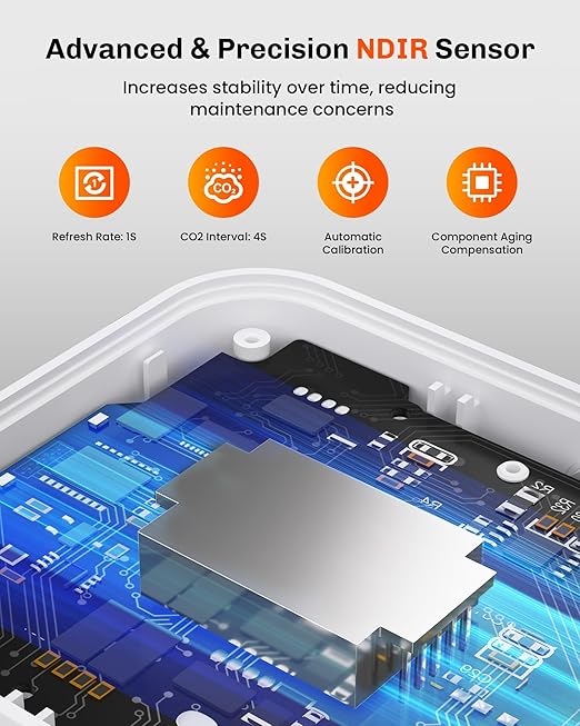 Air Quality Monitor Indoor for CO2, Temp, Humidity, YOWEXA 400-10,000 PPM Carbon Dioxide Detector with NDIR CO2 Sensor & Color Screen, 3 Adjustable Backlight CO2 Monitor for Home/Office/Car/Plant - Image 3