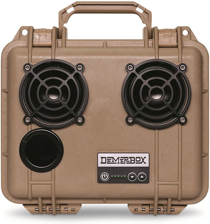 DemerBox: Waterproof, Portable, and Rugged Outdoor Bluetooth Speakers. Loud Sound, Deep Bass, 40+ hr Battery Life, Dry Box + USB Charging, Multi-Pairing Party Mode. Built to Last (Fraser Tan, DB2) by DemerBox