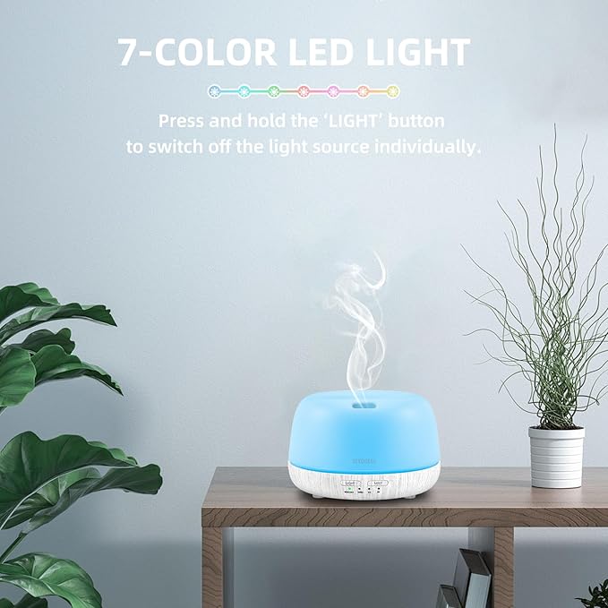 300ML Essential Oil Diffuser with Remote Control, Aromatherapy Diffuser with 7-Color Changing LED Light for Bedroom, Home - Image 6