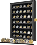 Jinchuan Military Challenge Coin Display Case Lockable Cabinet Rack Holder Shadow Box with Removable 2 Grooves Shelves and Anti Dust Door for Casino Poker Chips Collectibles, Large - Black 1 Pack by Jinchuan