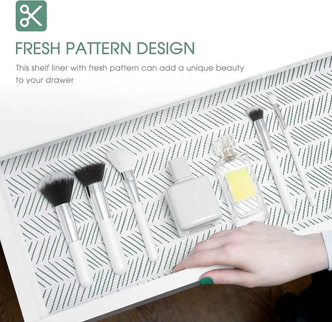 Glotoch Premium Non Slip Shelf Liner, Non-Adhesive Drawer Liner, Waterproof Shelf Liners for Kitchen Cabinets, Drawer, Fridge, Wire Shelving, Pantry-17.5" X30FT, Heavy Duty, White Herringbone - Image 9